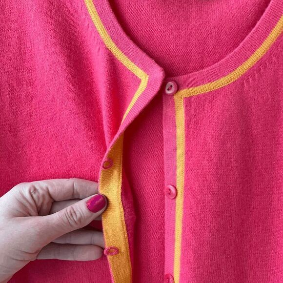 Pink & Peach 100% Cashmere Cardigan - Linda Allard Ellen Tracy - M - Picture 2 of 10